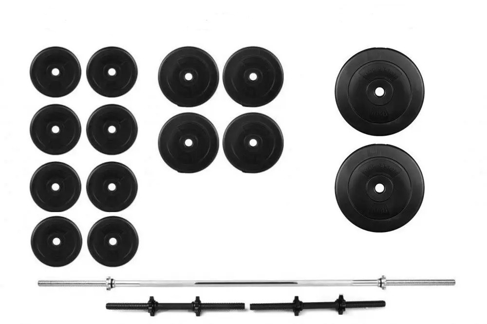 Комплект 70 кг штанга та гантелі з млинцями, фото 1