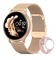 Женские умные часы смарт водонепроницаемые с круглым циферблатом давление золотого цвета, хорошей с микрофоном