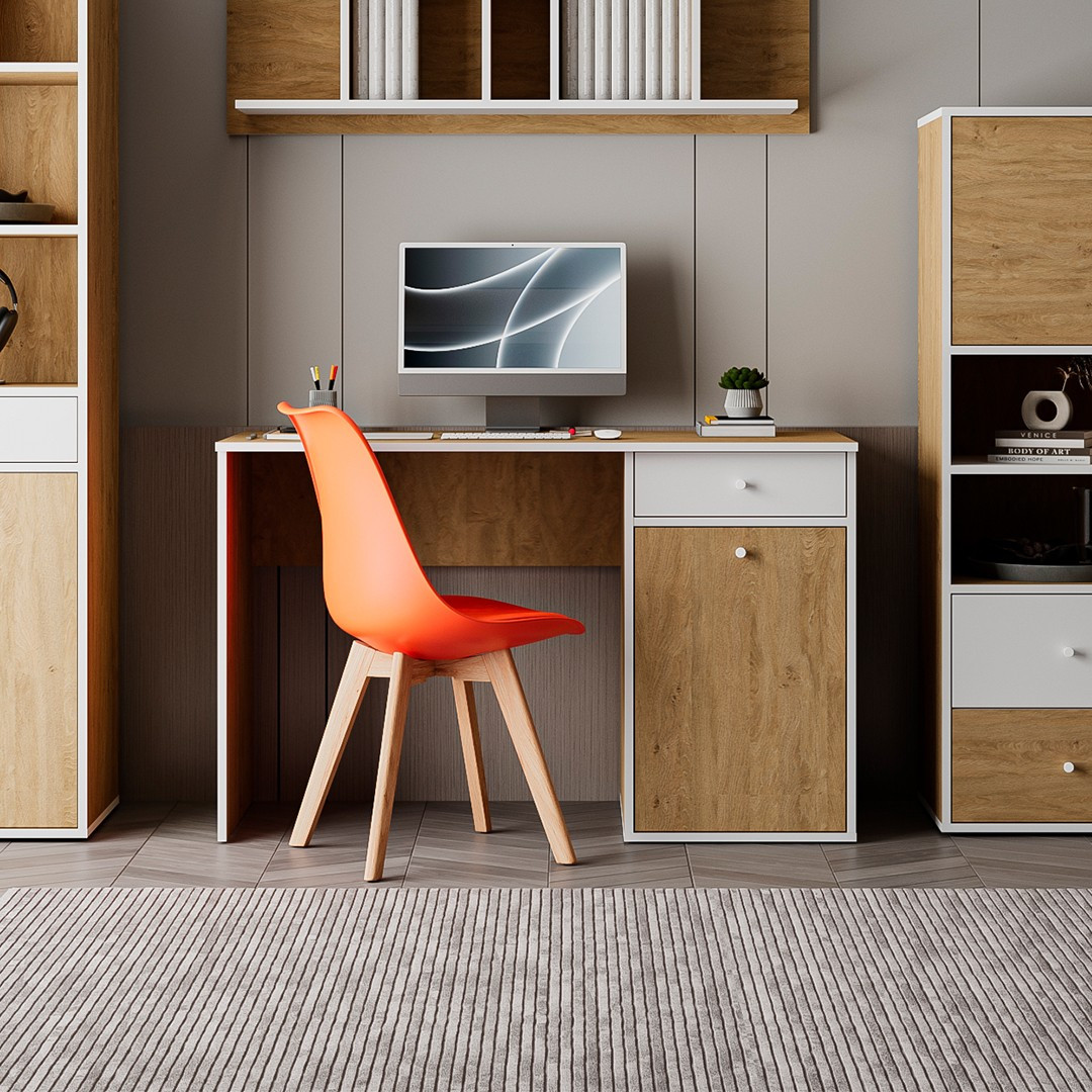 Стіл письмовий Fumo FM10  Accord, колір дуб кам'яний, білий платиновий