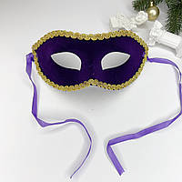 Карнавальний аксесуар Finding Маска на верхню половину обличчя Фіолетова золотиста 21 см х 9 см