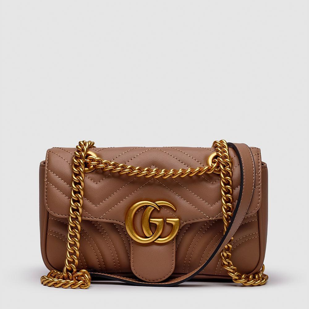 Жіноча сумка Gucci Marmont Mini Shoulder Bag Beige, Gold Hardware, фото 1