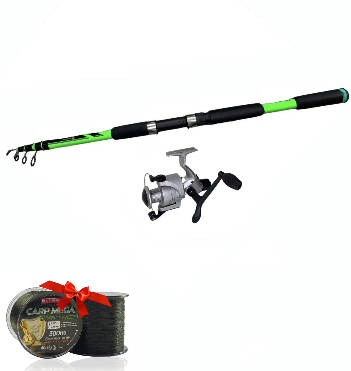 Бюджетний набір на коропа (Спінінг Apache 2,7m 60-120g + КотушкаCobra СВ440 4BB 5.1:1 + Волосінь у подарунок), фото 1