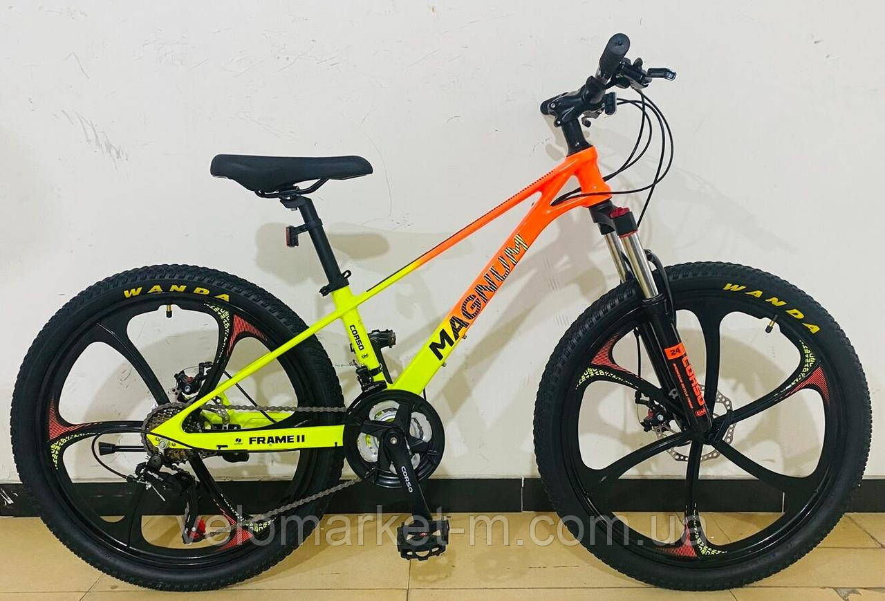 Велоcипед Спортивний Corso «MAGNUM» 24" дюймів рама магнієва 11’’, обладнання Shimano 21 швидкість