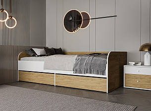 Ліжко односпальне Fumo FM11   Accord, колір дуб кам'яний, білий платиновий, фото 1