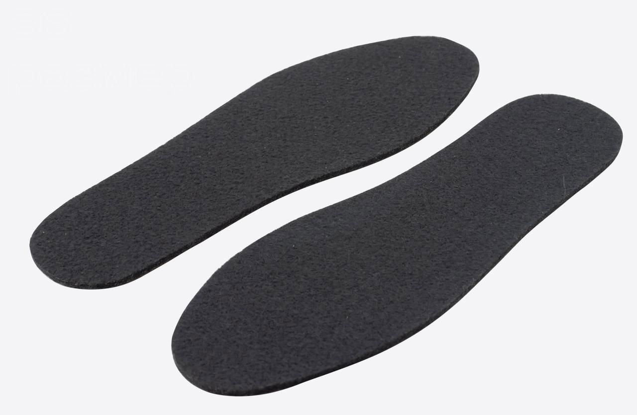 Устілки для взуття фетрові 39 розмір чорні (довжина 25 см, товщина 5 мм) зима, фото 1