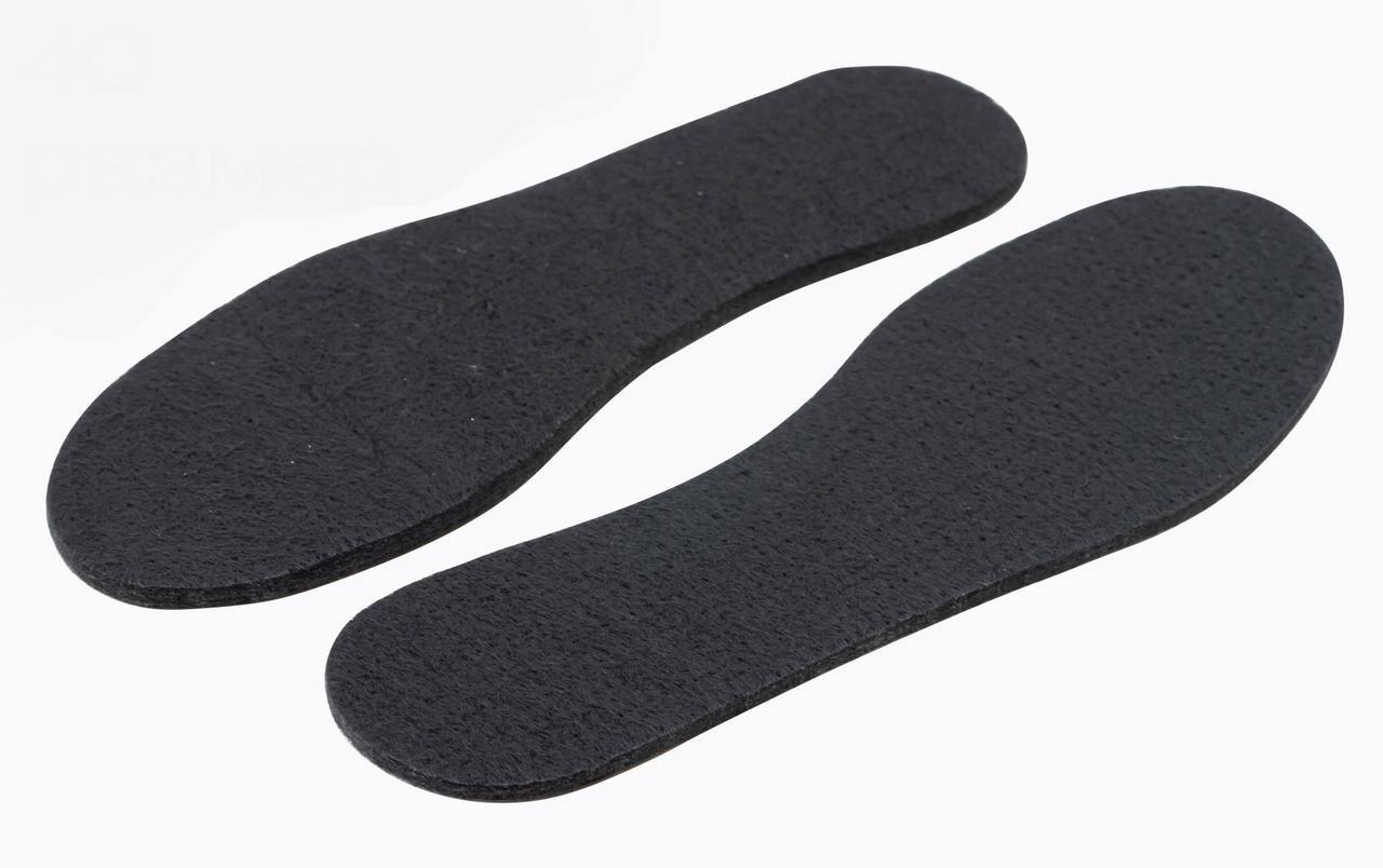 Устілки для взуття фетрові 42 розмір чорні (довжина 27 см, товщина 5 мм) зима, фото 1