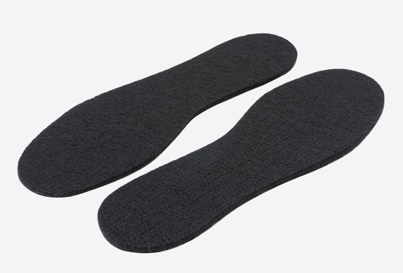 Устілки для взуття фетрові 46 розмір чорні (довжина 30,5 см, товщина 5 мм) зима, фото 1