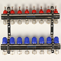 Гребінка (коллектор) Gross 8504 1" - 3/4" на 8 виходів в зборі для теплої підлоги