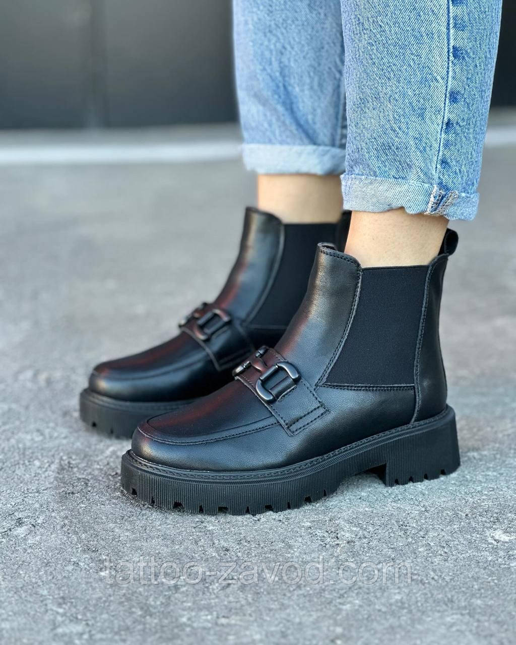 Черевики жіночі зимові чорні шкіряні 36, фото 1