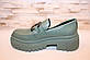 Туфлі лофери жіночі зелені Т1877, фото 5