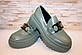 Туфлі лофери жіночі зелені Т1877, фото 6