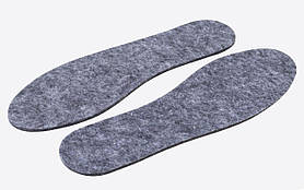 Устілки для взуття фетрові 40 розмір сірі (довжина 25,5 см, товщина 4 мм) осінь/весна