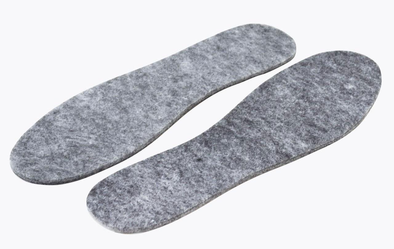 Устілки для взуття фетрові 44 розмір сірі (довжина 28 см, товщина 4 мм) осінь/весна, фото 1