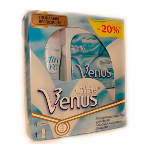 Купить Gillette Venus (4 сменных картриджа + Гель для бритья Satin Care ...