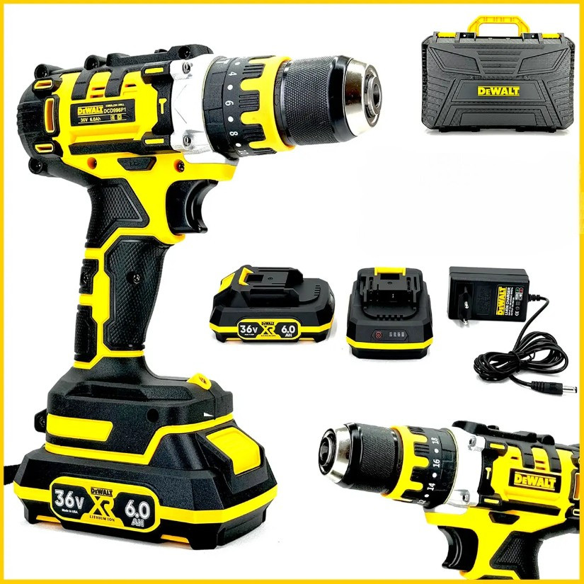 Дриль-шурупокрут акумуляторний ударний DeWalt (36V, 6 AH) з металевим патроном 10 мм Деволт mm