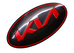 Емблема керма KIA чорна з червоним 61х33 мм (на скотчі)