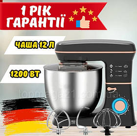 Планетарний міксер DOMOTEC 1200 Вт стаціонарний тістоміс 12 л з імпульсним режимом та з насадками