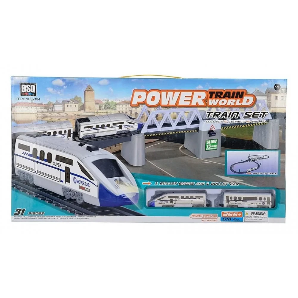 Дитяча залізниця "Стріла" 2184, BSQ Power Train, довжина 366 см, Міст, знаки, дерева