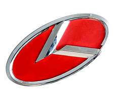 Емблема керма KIA хром з червоним 61х33 мм (на скотчі)