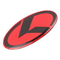 Емблема керма KIA червона з чорним 61х33 мм (на скотчі)