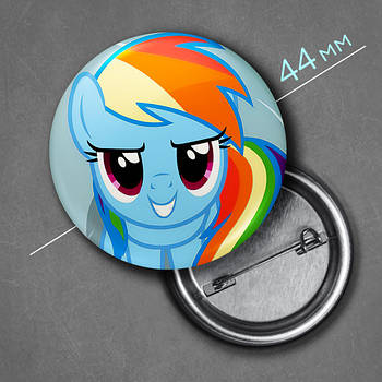 "Рейнбоу Деш (Мій маленький поні / My Little Pony) " значок круглий на булавці Ø44 мм