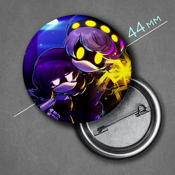 "Узі та Ен (Дрони-вбивці / Murder Drones)" значок круглий на булавці Ø44 мм