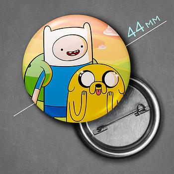 "Фінн Людина і Джейк Пес (Час пригод)" значок круглий на булавці Ø44 мм