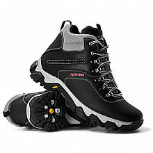 Черевики підліткові зимові Splinter шкіряні з натуральним хутром високі чорні зі шнурівкою 32 12
