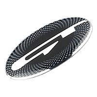 Емблема керма KIA напис GT чорна з хромом (фон в крапку) 61х33 мм (на скотчі)