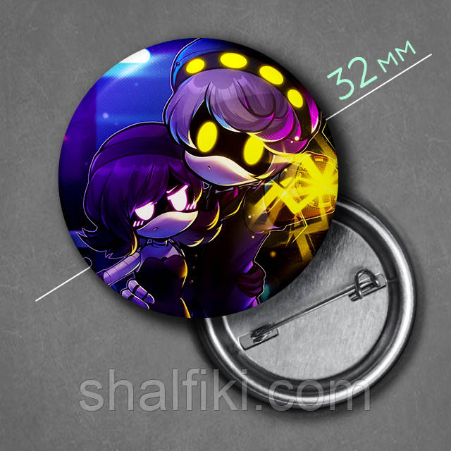 "Узі та Ен (Дрони-вбивці / Murder Drones)" значок круглий на булавці Ø32 мм, фото 1