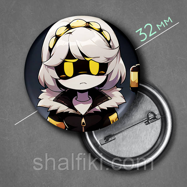 "V / Ві (Дрони-вбивці / Murder Drones)" значок круглий на булавці Ø32 мм, фото 1