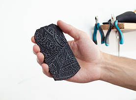 Чохол для ключів шкіряний чорний з орнаментом Карпати | Ключниця шкіряна