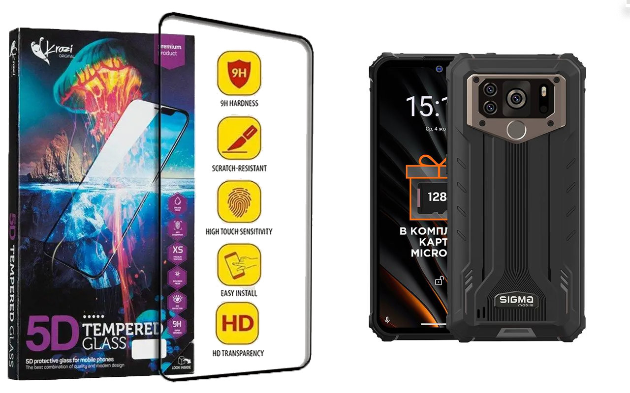 Захисне скло Krazi 5D для Sigma mobile X-treme PQ55, фото 1