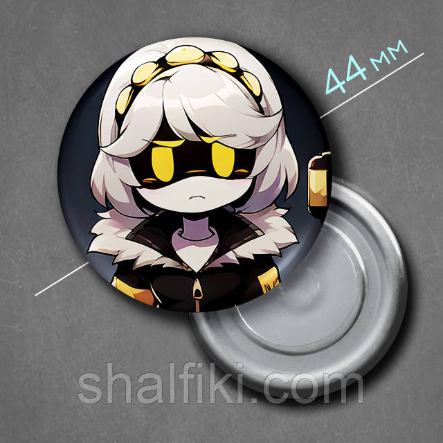 "V / Ві (Дрони-вбивці / Murder Drones)" магніт круглий Ø44 мм, фото 1