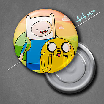 "Фінн Людина і Джейк Пес (Час пригод)" магніт круглий Ø44 мм