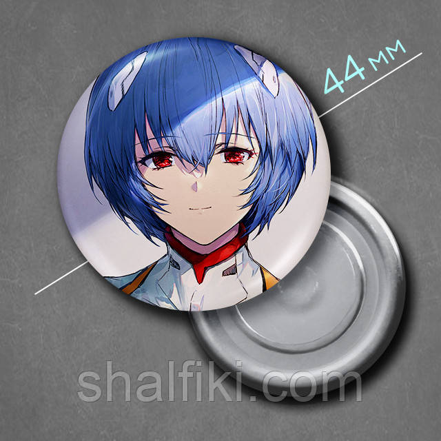 "Рей Аянамі (Євангеліон / Evangelion)" магніт круглий Ø44 мм, фото 1