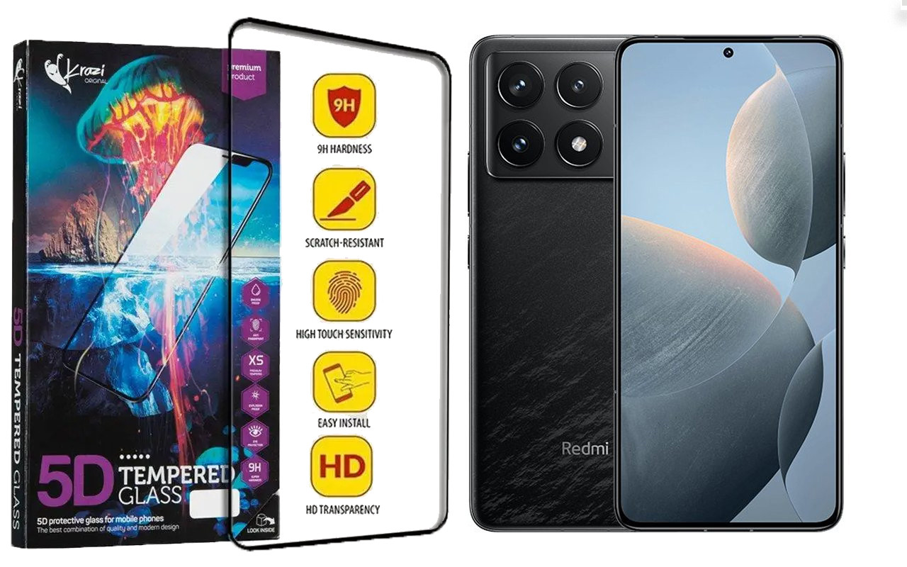Захисне скло Krazi 5D для Xiaomi Redmi K70, Redmi K70E, Redmi K70 Pro, фото 1