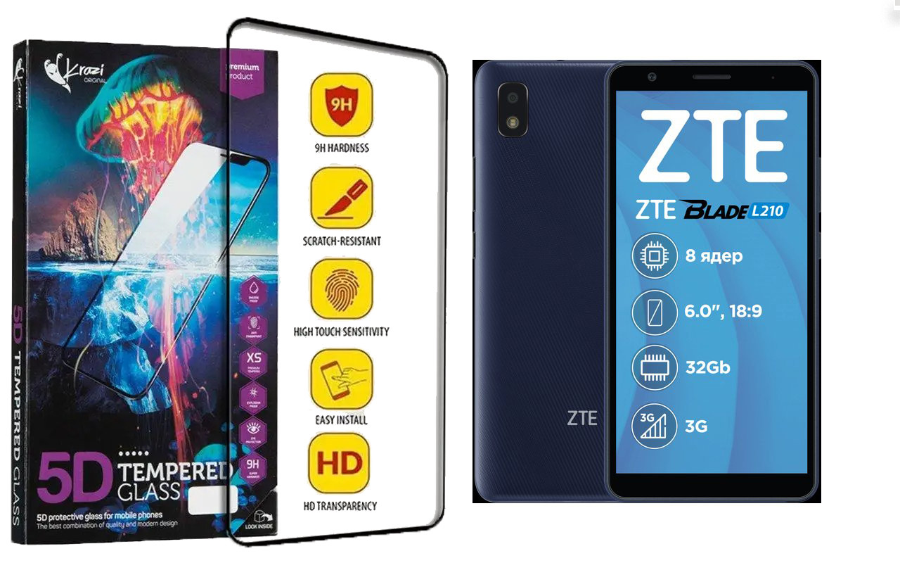 Захисне скло Krazi 5D для ZTE BLADE L210, фото 1