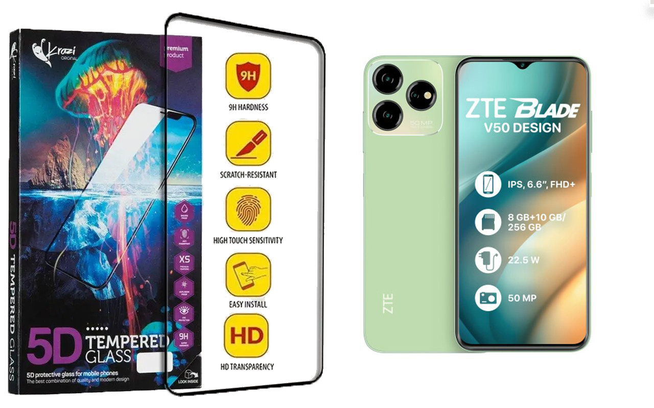 Захисне скло Krazi 5D для ZTE Blade V50 5G, Blade V50 Design, фото 1