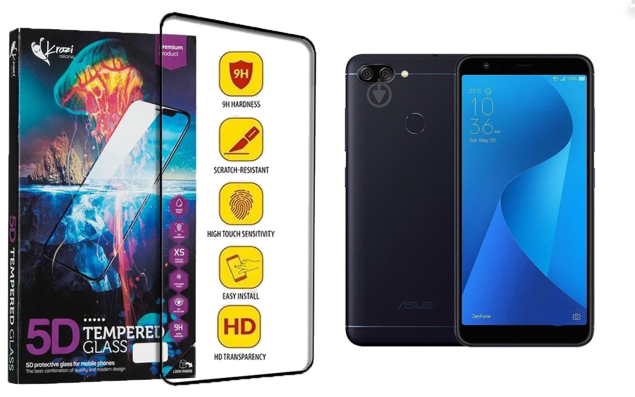 Захисне скло Krazi 5D для Asus ZenFone Max Plus (M1) ZB570TL, фото 1