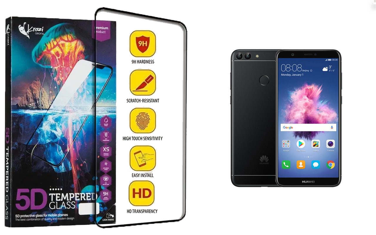Захисне скло Krazi 5D для Huawei p smart 2017, 2018, 2019,2021, фото 1