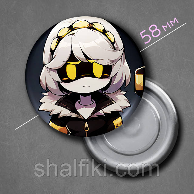 "V / Ві (Дрони-вбивці / Murder Drones)" магніт круглий Ø58 мм, фото 1