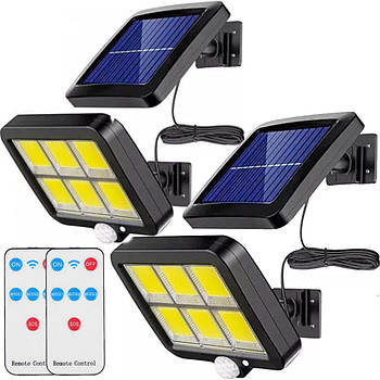 Набір 2 шт  Ліхтар світильник із сонячною батареєю IP65 120 COB / Вуличний ліхтар із датчиком руху