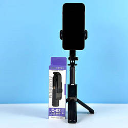 Монопод трипод на штативі 71 см для телефону з пультом ДУ JC-03 Mini Чорний 48608