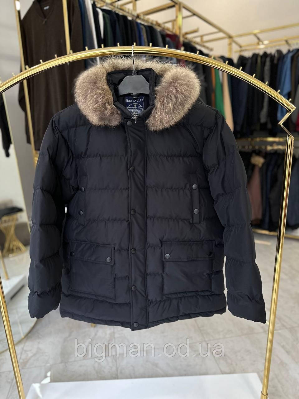 Чоловіча зимова парка/куртка аляска Borcan 7790 батал 3-6XL чорна 5XL