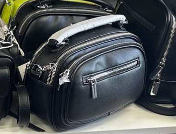 Сумочка жіноча чорна крос-боді 25*19 см на два відділення зі штучної шкіри Liza