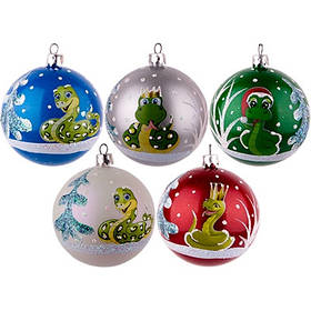 Набір новорічних пластикових куль 6шт d80 символ року