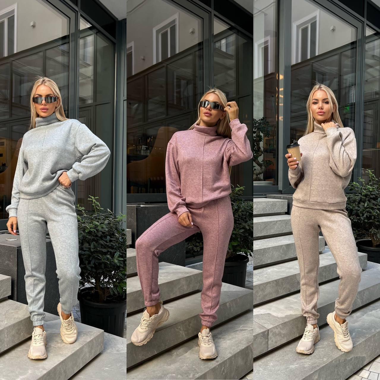 Жіночий костюм двійка турецька двостороння АнгАнгора (кофта та штани) 42/44, 46/48, 50/52 (077осыпов), фото 1