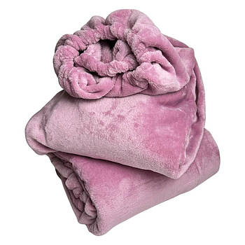 Набір махровий на кушетку велсофт полірований плед 107х180 см чохол 80х220 см, колір рожевий