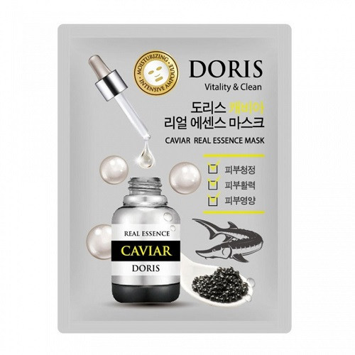 Ампульна маска для обличчя з екстрактом чорного ікри Doris Caviar Real Essence Mask 25 мл